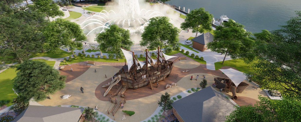 St-Johns-Friendship-Fountain rendering of park and pirate ship